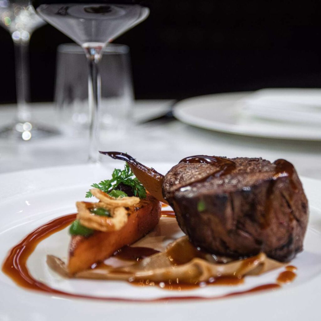 Artfully presented meet dish at bodmin restaurant